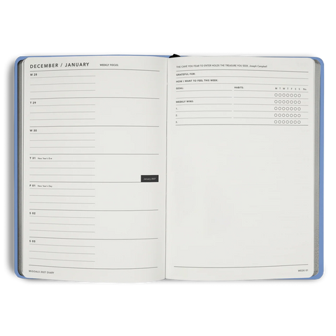 2027 Dusty Mauve Diary Weekly Notes A5