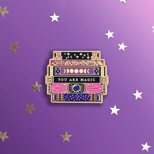 Magical Book Stack Pin - Purple