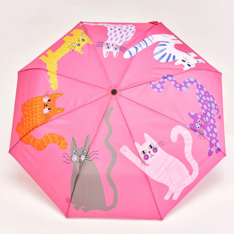 Fuchsia Arty Cats Duck Umbrella