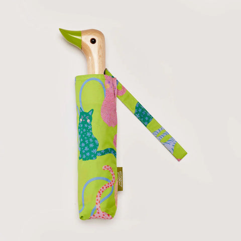Lime Arty Cats Duck Umbrella