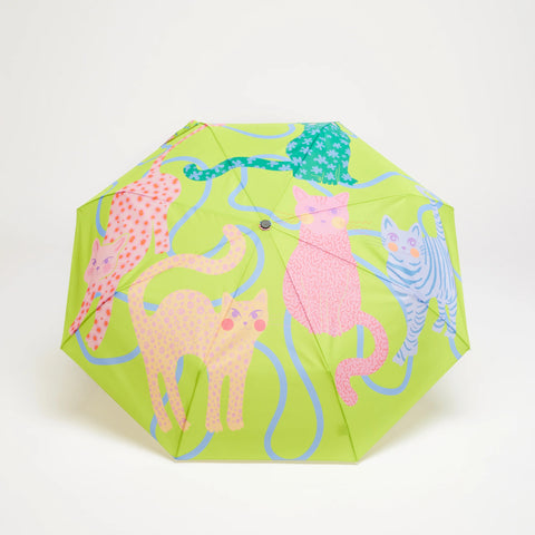 Lime Arty Cats Duck Umbrella