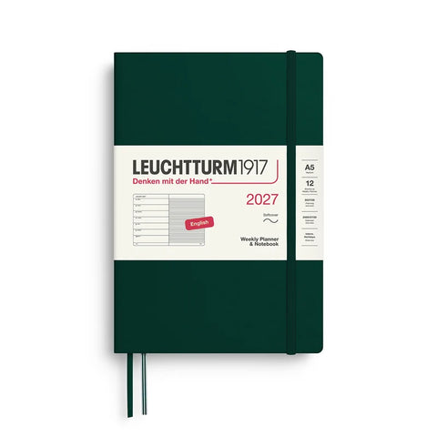 2027 Forest Green Weekly Planner & Notebook | A5 Softcover