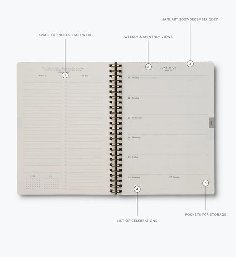 2027 Weekly Softcover Spiral Planner - Sage Hydrangea