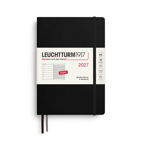 2027 Black Weekly Planner & Notebook | A5 Hardcover