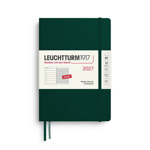 2027 Forest Green Weekly Planner & Notebook | A5 Hardcover