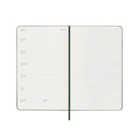 2027 Weekly Notebook Diary Hard Cover Large Myrtle Green