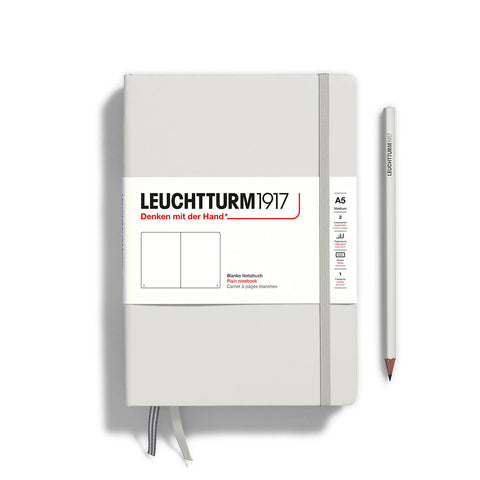 A5 Medium Plain Light Grey Hard Cover Notebook