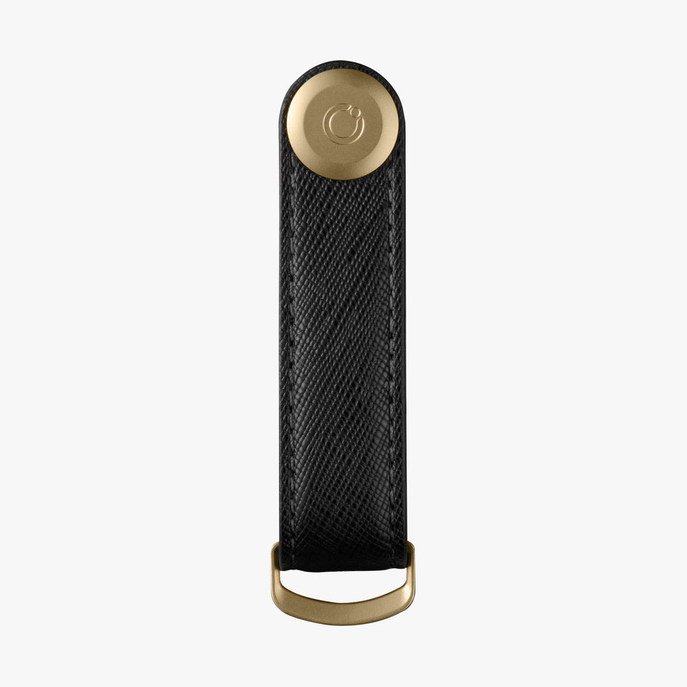 Liquorice Black Saffiano Leather with Gold Hardware Key Organiser