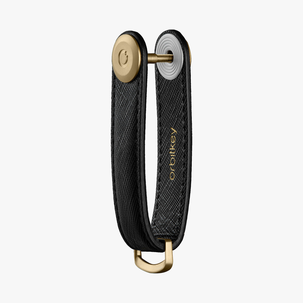 Liquorice Black Saffiano Leather with Gold Hardware Key Organiser