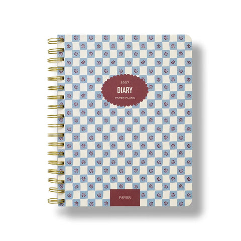 2027 Spiral Weekly Diary - Petals in Check
