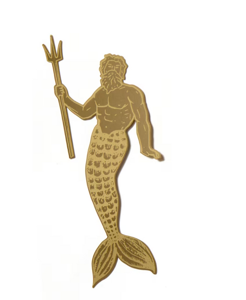 Poseidon Merman Brass Bookmark