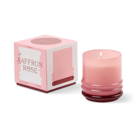 Stacked Glass Candle - Saffron Rose