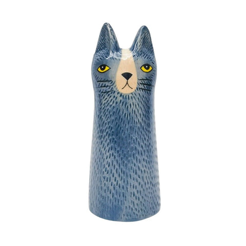 Bailey Cat Vase - Blue