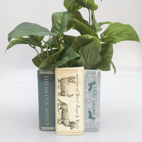 Dog Books Planter - Green