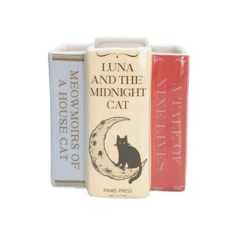 Cat Books Planter - Pink