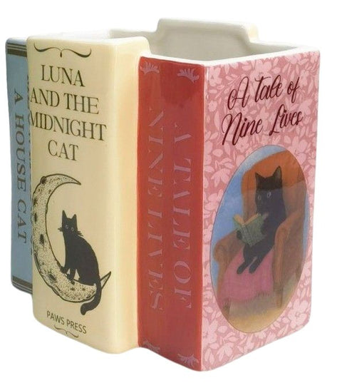 Cat Books Planter - Pink