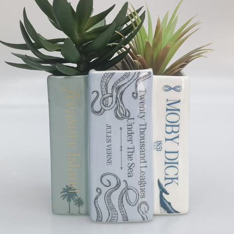 Sea Books Planter - Blue