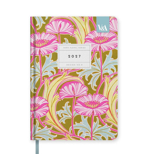 2027 V&A Weekly Diary - Neon Floral Poppies