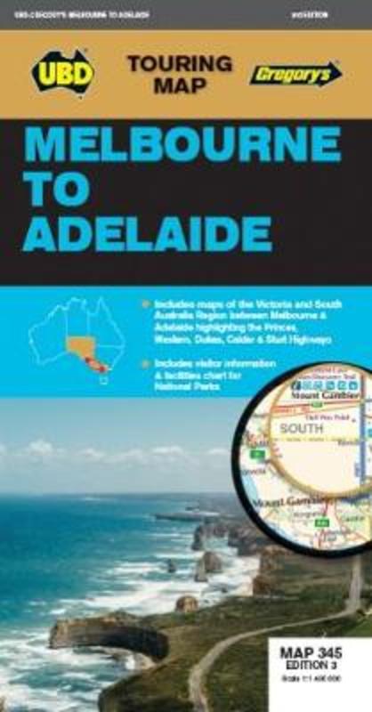Melbourne to Adelaide Map 345 3rd ed by UBD Gregory's - 9780731931439