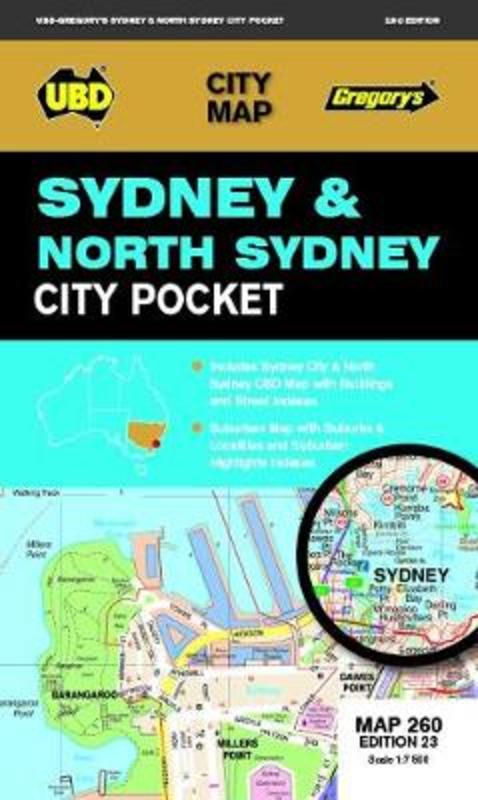 Sydney & North Sydney Pocket Map 260 23rd ed by UBD Gregory's - 9780731931958