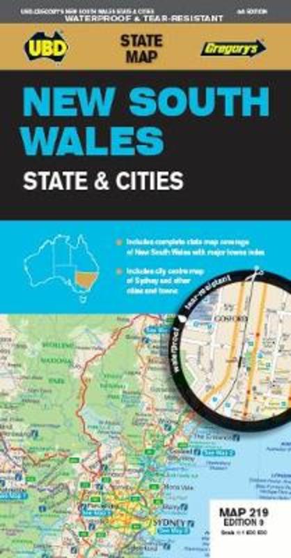 New South Wales State & Cities Map 219 9th ed waterproof by UBD Gregory's - 9780731932108