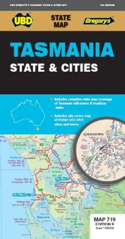 Tasmania State & Cities Map 719 9th ed (waterproof) by UBD Gregory's - 9780731932665