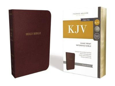 KJV Holy Bible, Giant Print Center-Column Reference Bible, Burgundy Leather-look, 53,000 Cross References, Red Letter, Comfort Print: King James Version by Thomas Nelson - 9780785215318