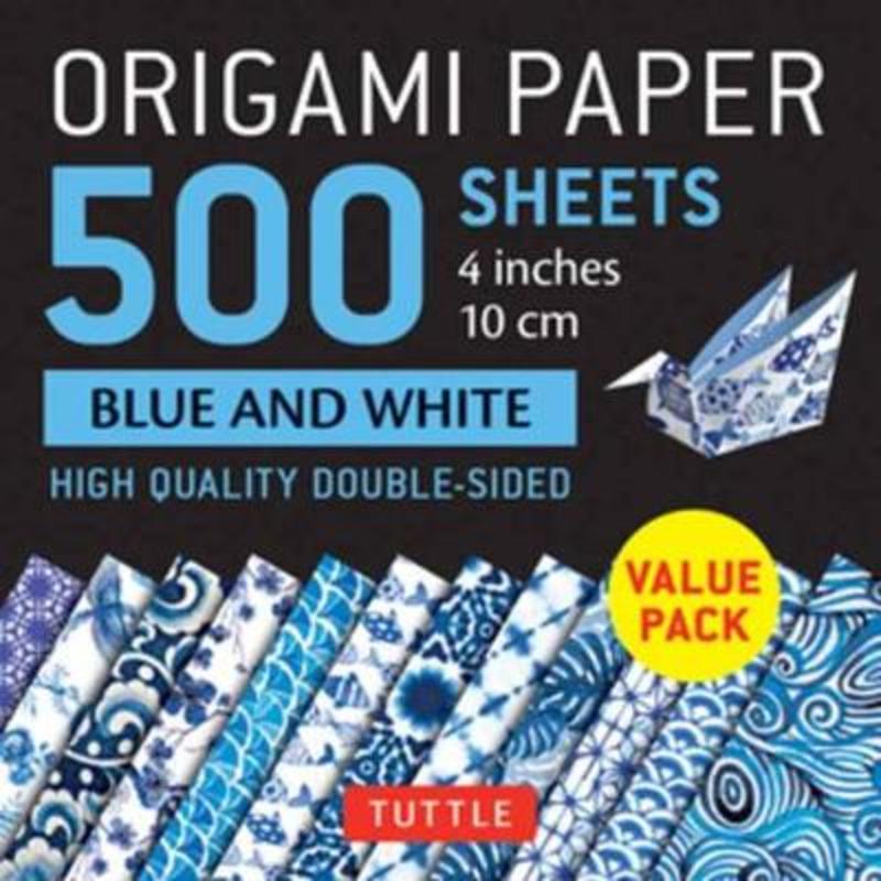 Origami Paper 500 sheets Blue and White 4" (10 cm) by Tuttle Studio - 9780804853569